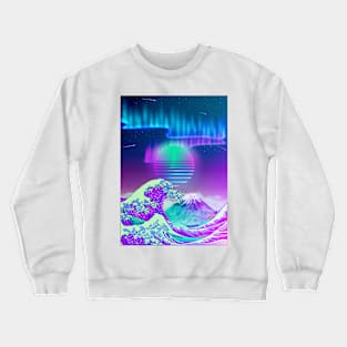 Great Wave off Kanagawa Synthwave AURORA Crewneck Sweatshirt